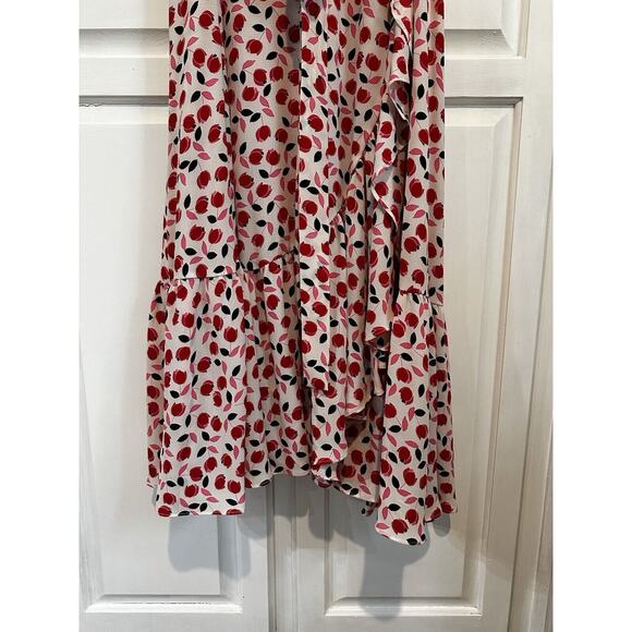 NEW Talbots Plus Cascade Wrap Midi Dress White Red Floral Size 24w Flowy Ruffle - Picture 5 of 10